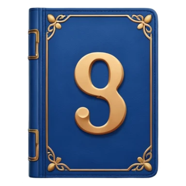 Dark blue book with a number "9" in the cover sticker