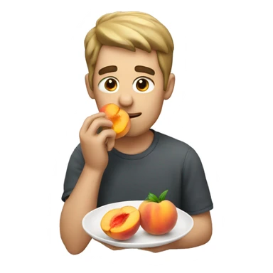 Man eating peach sticker