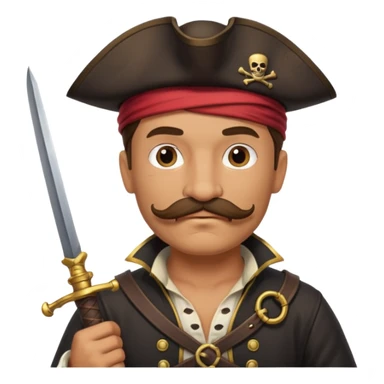 male pirate with mustache holding sword sticker