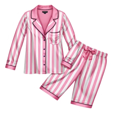 Striped pink and white silk Victoria’s Secret pajama set sticker
