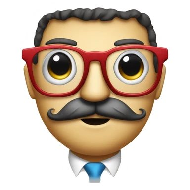 a portrait of a robot that tries to disguise as a human by having a fake nose, fake mustache and fake glasses sticker