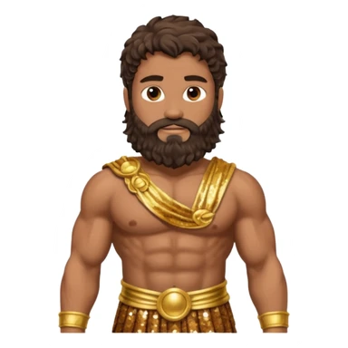 Hercules, God of Heroes from Roman Deities with long dark brown wavy hair and beard, bronze sequin toga sticker