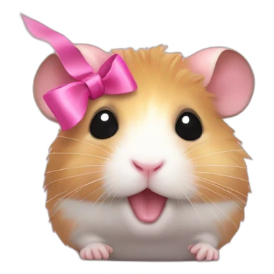 hamster big lashes and pink ribbon sticker