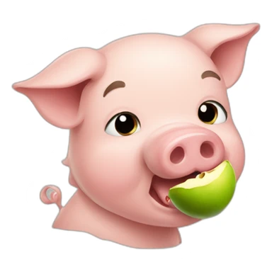 pig eating applesauce sticker