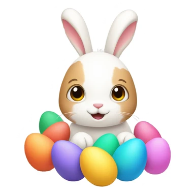 Bunny laying eggs sticker