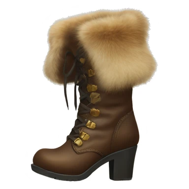 Leather high heal boots with fur sticker