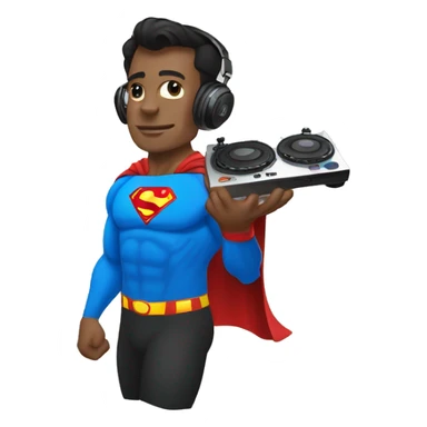 Superman Djing with dj controller sticker