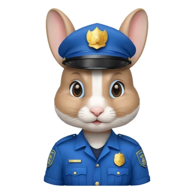 Rabbit police, blue uniform including helmet of uniform sticker