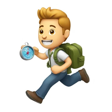 man running and holding a map and compass sticker