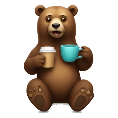 The bear is holding a glass of coffee in his hands sticker
