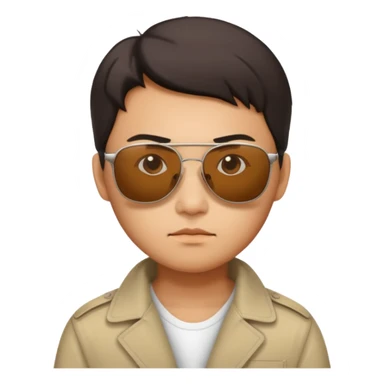 Photorealistic serious Chinese tourist wearing sunglasses sticker