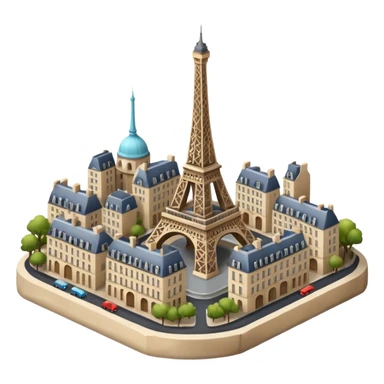 Make a full city of Paris with the Eiffel Tower in the background and some Paris buildings in front  sticker