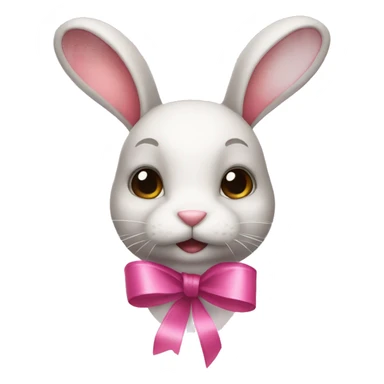 bunny with a pink ribbon on their ears sticker
