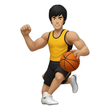 bruce lee playing basket ball sticker