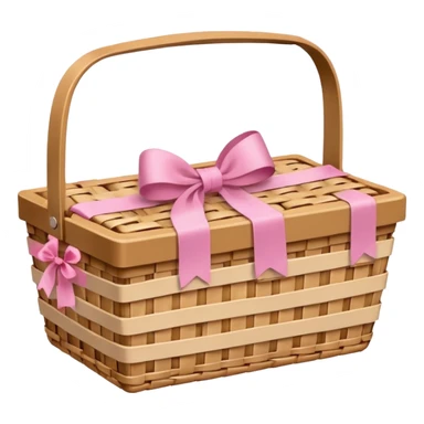 empty picnic basket with a subtle pink ribbon, natural look sticker