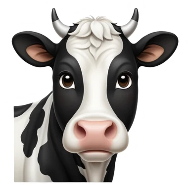 cinematic-noble-black-and-white-cow-portrait-emoji,-poised-and-regal,-with-a-large,-sturdy-build-and-a-beautifully-patterned-hide-of-rich-black-accented-by-crisp-white-patches,-deep-set-soulful-brown-eyes,-simplified-yet-sharp-and-sophi (2) sticker