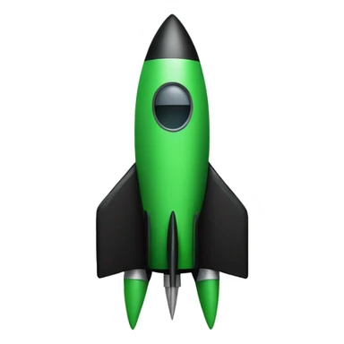 green and black rocket ship sticker