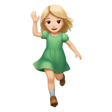 Little girl frolicking in a field with background sticker