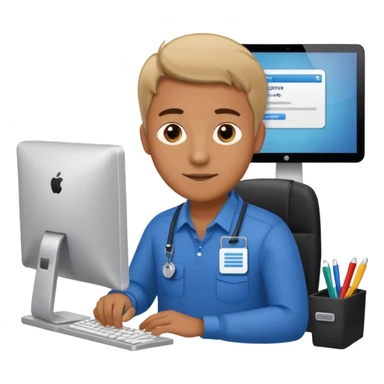 The man working at the computer store sticker