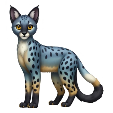 Colorful adorable shiny spectral soft smooth black gloomy dark dull melanistic Caracal-Cheetah-Serval-Snow-Leopard-Trico-Sergal-Vernid-fusion-hybrid-animal-creature, full body sticker