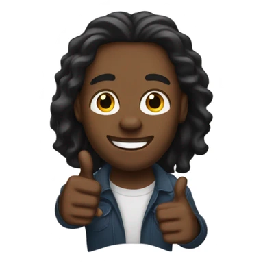Black Man with long hair l thumbs up sticker