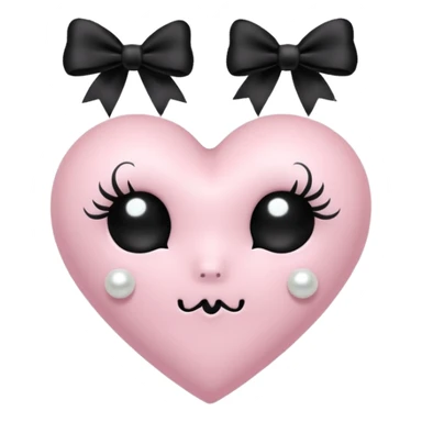 pastel goth heart with black bows and pearls, soft pink and black, cute gothic style, remove background sticker