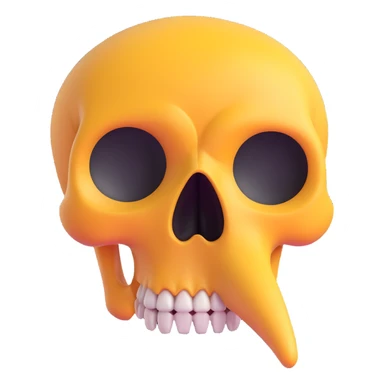 skull with a cartoonishly long nose referencing the liar emoji, fun emoji style sticker
