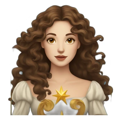 tarot cards with a white young elegant woman with long brown curls and a golden star on it sticker