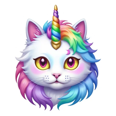 Unicorn cat hybrid with rainbow fur and glowing eyes sticker