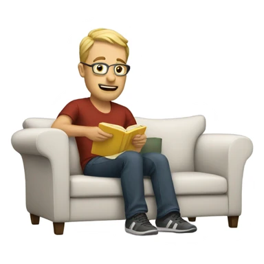 White Dad on couch reading  sticker