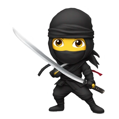 Ninja con una espada blanco realista sticker