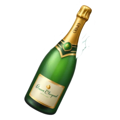 green champagne bottle with white middle and top sticker