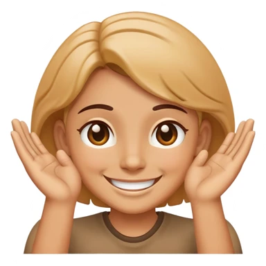 Smiling face with hands pressed together in gratitude, representing politeness sticker