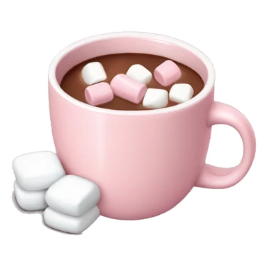 Light Pink mug of hot chocolate with marshmallows  sticker