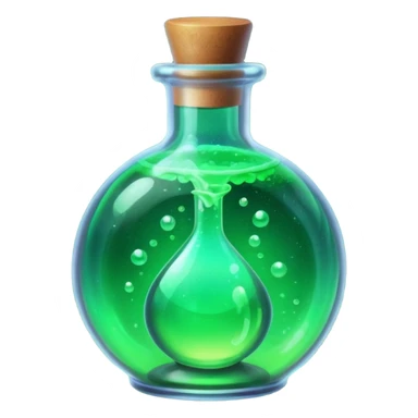 glowing neon magic potion, in a round glass bottle  sticker
