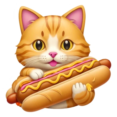 Cat eats hotdog sticker