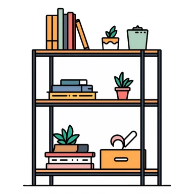 Modern minimalist shelving unit sticker