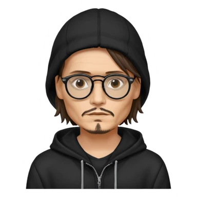 glassed johnyy depp with black hoodie sticker