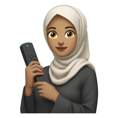 Hijabi girl holding  anki remote in on sticker