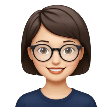 female short hair and round glasses sticker