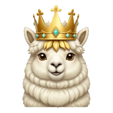 white fluffy king alpaka waring a crown sticker