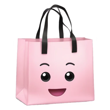 light pink shopping bag with black bow sticker