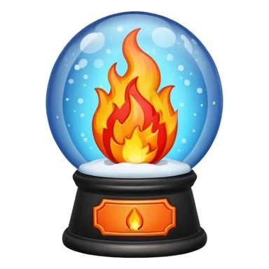 Can you make a snow globe emoji with a flame in it, gothic style, I want it to say pyromaniacs as a plaque  sticker