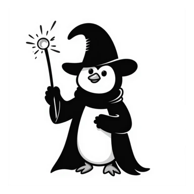 A penguin wizard sticker