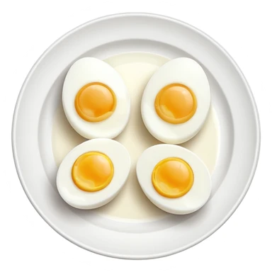 Hard boiled Egg whites on a white flat plate.  sticker
