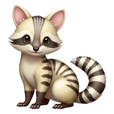 Pastel light whitish albino shiny glossy smooth soft kawaii elegant pretty beautiful realistic civet-numbat-furret-litten-sprigatito-amaura-fusion (full body) sticker