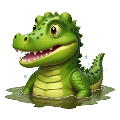 A green Shrek-crocodile hybrid swimming breaststroke in a puddle sticker