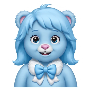 blue girl care bear yeti with bow sticker