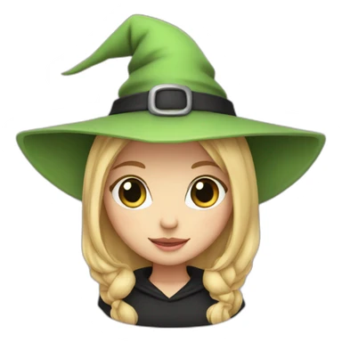 Witch cute with blond hair ,green eyes , pink hat  sticker