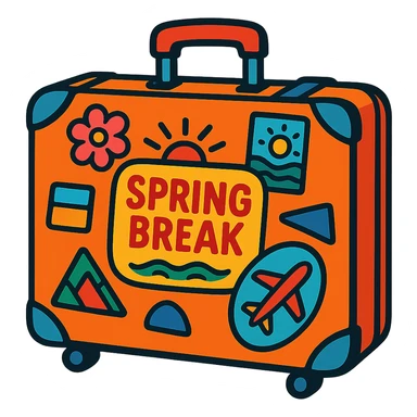 spring break suitcase with travel stickers excitement vibrant colors sticker